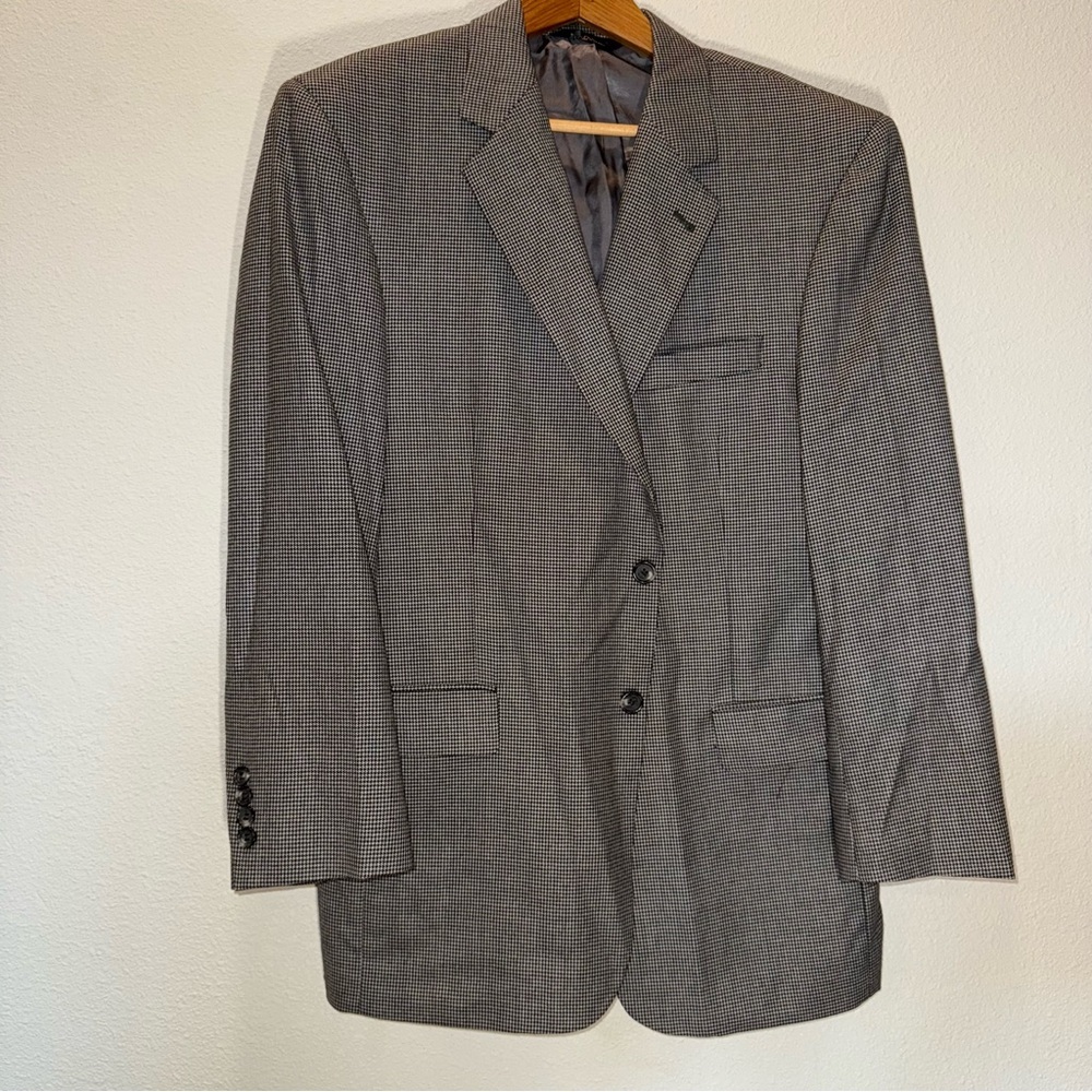 Jos. A. Bank Black Gray Sport Coat with Notch Lapel 42R 42 houndstooth Gordon